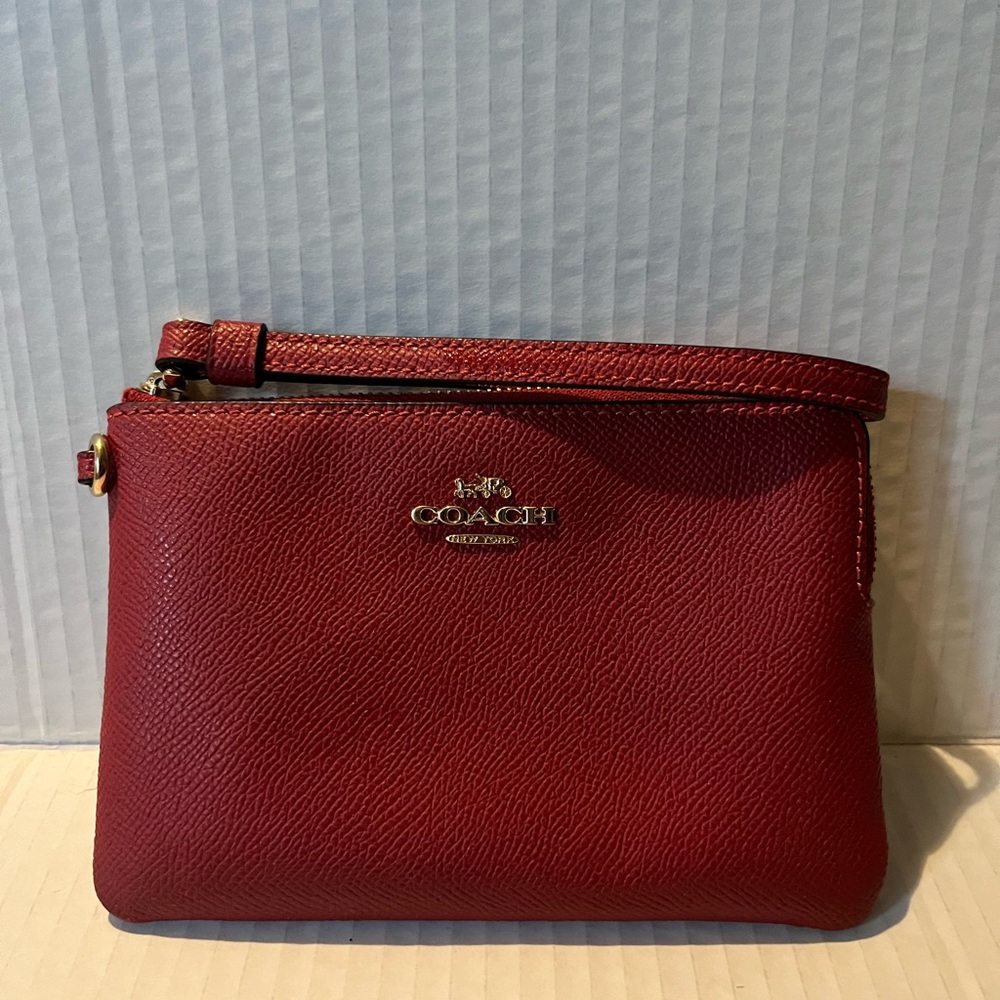 Coach Cherry Red Leather Wristlet